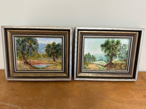 V Beyer - 2 Australian Tree Oil on Board