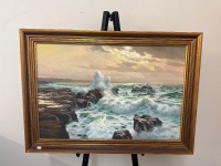 J Hardy - Evening Light Alexendra Headland&nbsp;Oil on Board