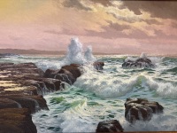 J Hardy - Evening Light Alexendra Headland&nbsp;Oil on Board - 2
