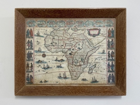 Vintage Africa Frame Map Print