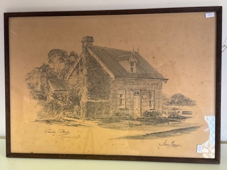 S J Roach - Emily Cottage Campbelltown Frame Sketch by S J Roach