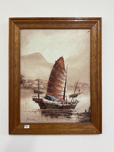 Frank - Abstract Sail Boat Oil on Board