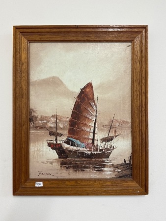 Frank - Abstract Sail Boat Oil on Board