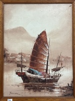 Frank - Abstract Sail Boat Oil on Board - 2