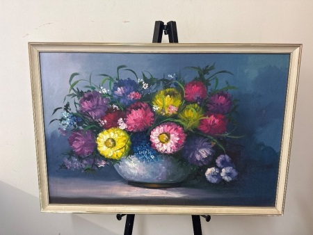 Beautiful Bouquet Oil on Board - artist unknown - approx 950L x 650W