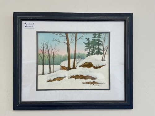 Mary Wyn - Snowy Rocks Watercolour