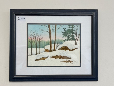 Mary Wyn - Snowy Rocks Watercolour