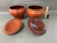 Pair of Vintage Chinese Timber Rice Pots - 2