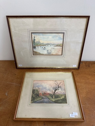 N A Moscrop - 2 Avery Mill & Boats Water Colour