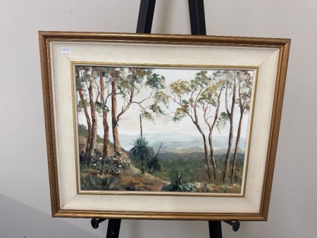 V Gardner - Trees Overlooking the Mountains Oil on Board
