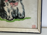 Two Dogs Silk Art - signed by artist - 2