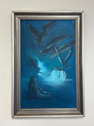 Jan Jorgensen - Girl and Seagulls Oil on Board