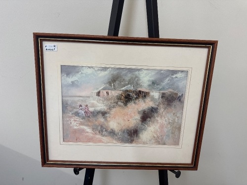 Anita Newman - Two Girls Walking the Paddock Oil on Board Print - approx 530L x 430W