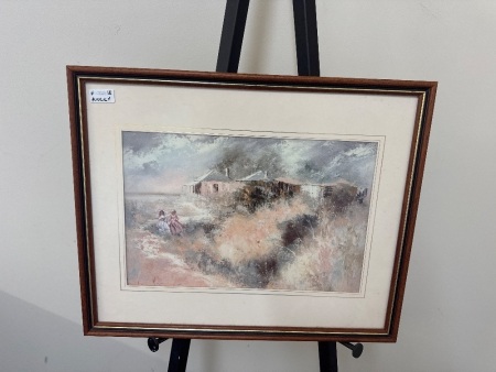 Anita Newman - Two Girls Walking the Paddock Oil on Board Print - approx 530L x 430W