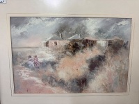 Anita Newman - Two Girls Walking the Paddock Oil on Board Print - approx 530L x 430W - 2