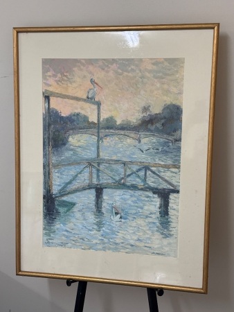 Jan Jorgensen - Humbug Reach Pelicans Pastel on Paper - approx 710L x 920W