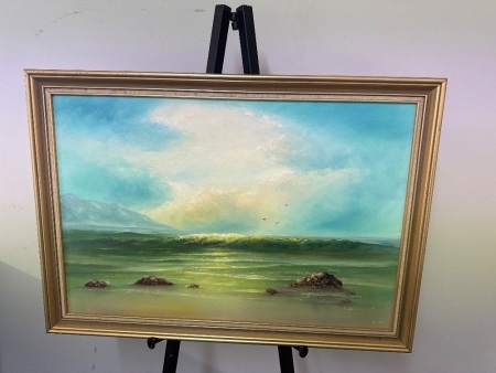 J Given - Blue&nbsp;Tranquility&nbsp;Part 2 Oil on Board