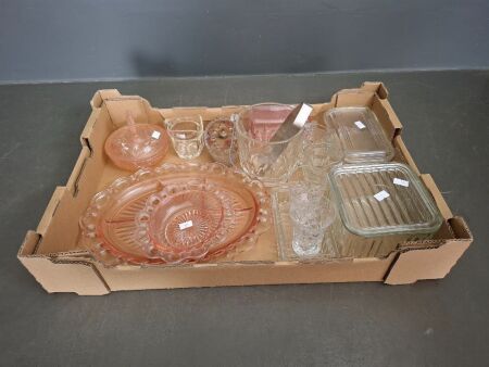 Lot of Pink and Clear/Crystal Glass
