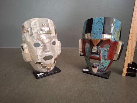 Mid Century Mosaic Decorative Death Masks