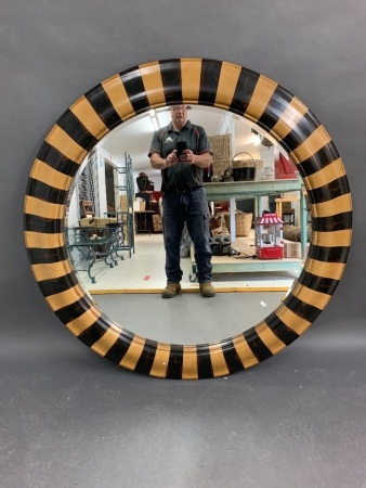 XL Round Zebra Stripe Wall Mirror