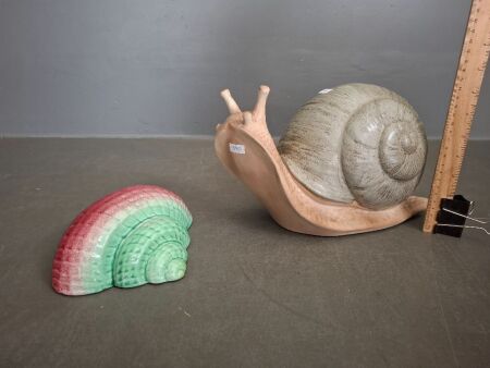 Large Ceramic Snail Figurine & Pattes Pottery Sydney Aus Shell Wall Vase