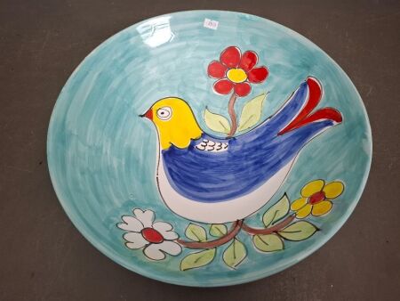Glazed Ceramic Hand Painted Bird Bowl