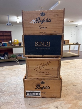 4 Wooden Wine Crates - 2 x Penfold Grange