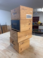 4 Wooden Wine Crates - 2 x Penfold Grange - 3