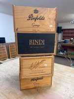 4 Wooden Wine Crates - 2 x Penfold Grange - 4