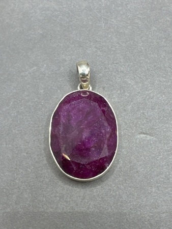 Sterling Silver Pendant with Ruby Gemstone