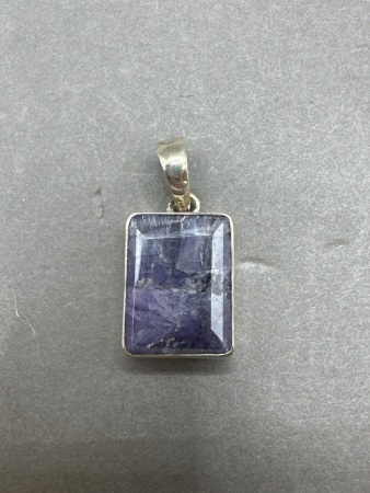 Sterling Silver Pendant with Sapphire Gemstone