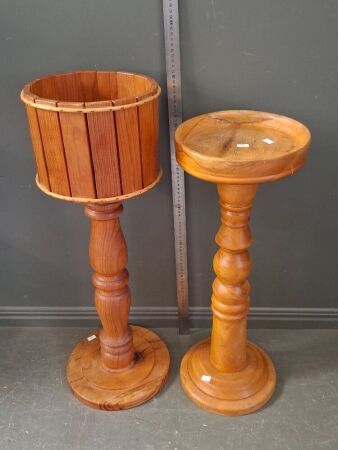 2 Mid Century Wooden Plant Stands