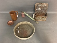 Asstd Lot inc. French Carriage Foot Warmer, Copper Jug, Riddle Etc - 2