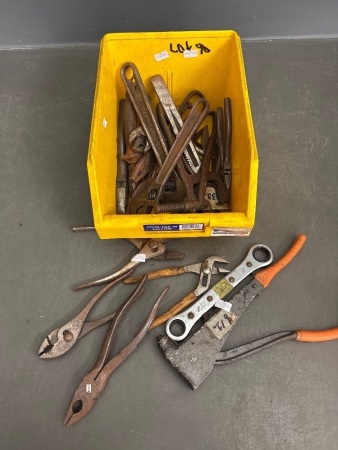 Assorted pliers and wrenches
