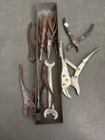 Assorted pliers and wrenches