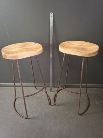 2 Rustic Timber Bar Stools