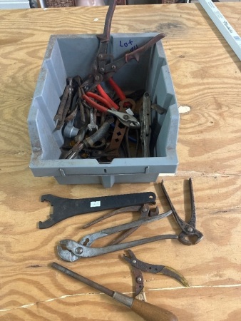 Assorted pliers, snips and wrenches