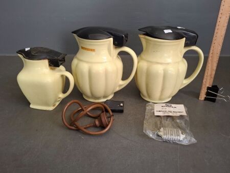 3 Fowler Ware Electric Jugs - 1 with cord
