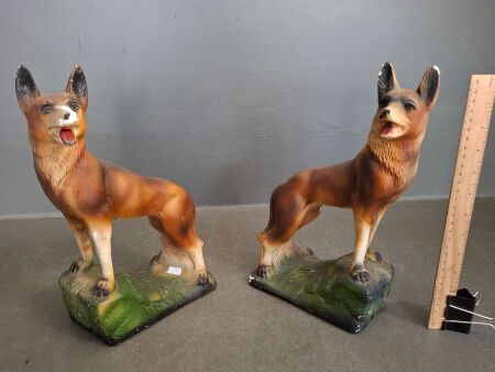 Pair of Vintage Chalkware Dog Statues