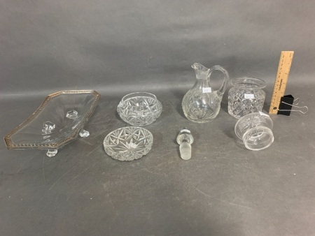 Asstd Lot of Glass & Crystal Containers