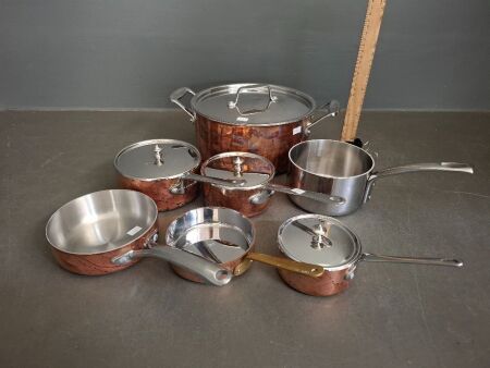 6 Copper Plated Pots/Pans - Incs Gordon Ramsay Royal Doulton Pan