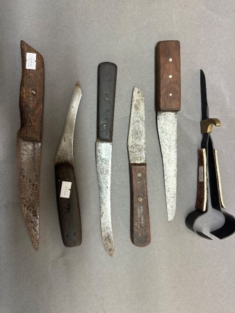 5 Various Sized Knives & 1 Castrator Tool