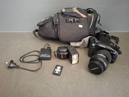 Lowepro Camera Sidebag- Incs Olympus E-330 Digital Camera & Charger - Flash - Olympus Remote Camera Light