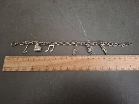 Vintage Charm Bracelet with Musical Charms
