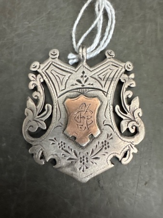 Antique Fob Medal Pendant - Hallmarked - Engraved RACC July 4 1894
