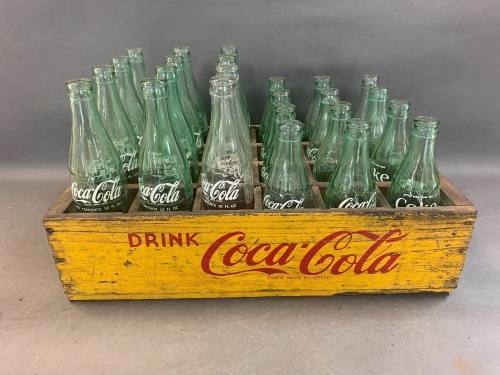 Small Timber Coca Cola Crate with 12 x 10fl.oz 12 x 6.5fl.oz Bottles