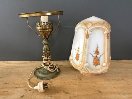 Vintage Brass Lamp Base - Incs Lamp Shade