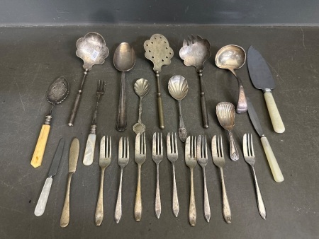 Large Lot of Silver Plated Cutlery Pieces - Most Marked EPNS