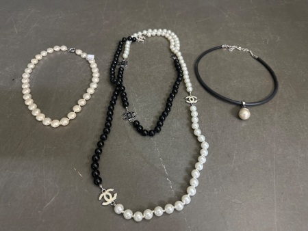 3 Faux Pearl Statement Necklaces