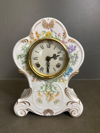 Franz Hermle Floral Porcelain Mantle Clock - Made in Germany - for restoration
